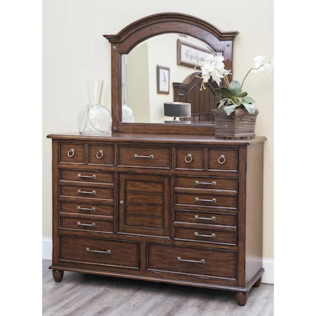 Dresser with Drawers and Door with Mirror Set